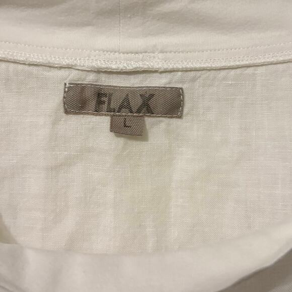 Flax 100% Linen White Chelsea Pullover Long Sleeve Top Size Large - Picture 4 of 12